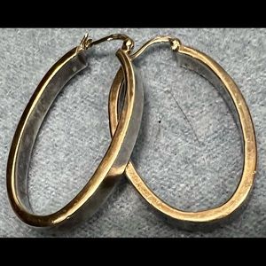 925 Silver Long Hoop Earrings